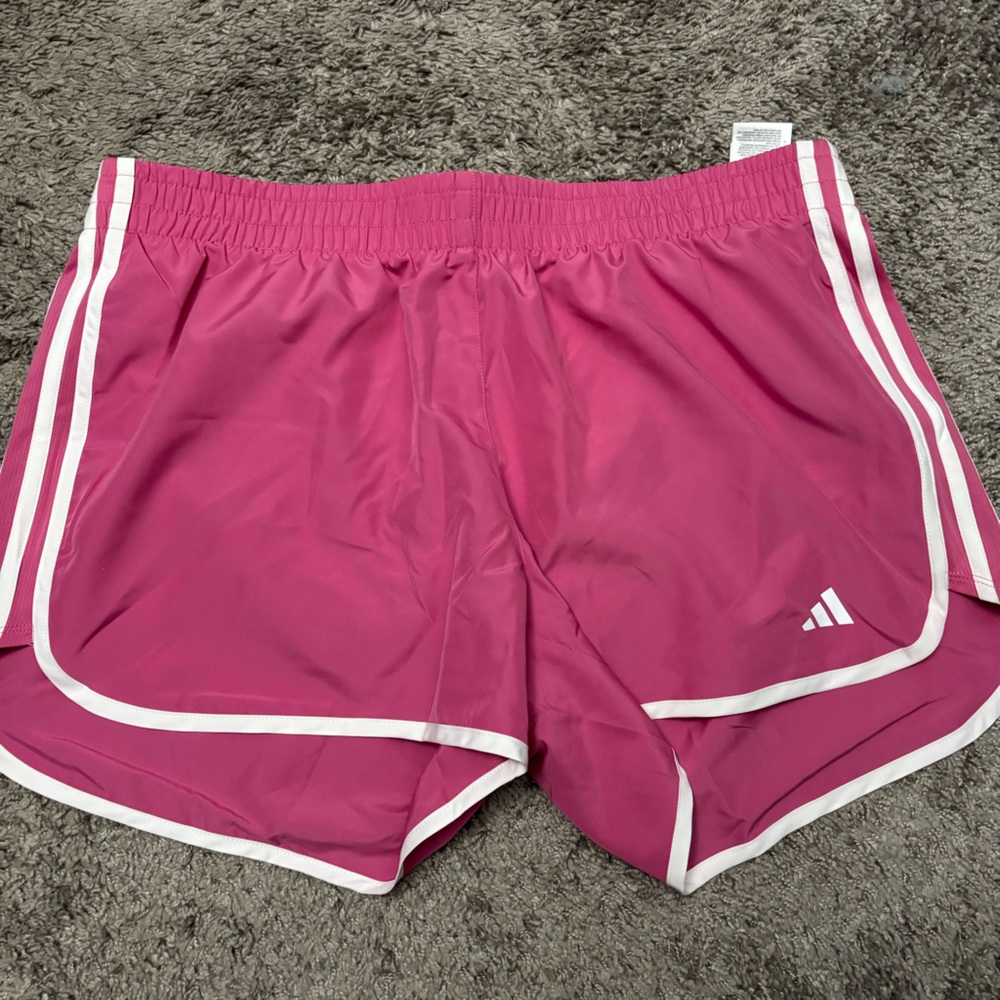 Adidas Pink and White Athletic Shorts